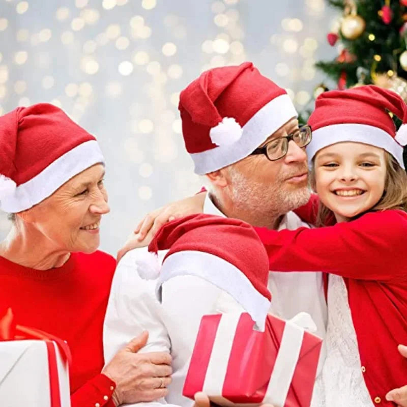 Velvet Border Christmas Hat for Adults & Kids – Santa Style Christmas Hat Babs