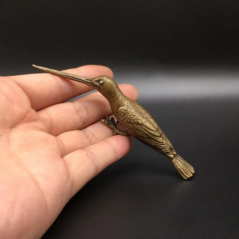Vintage Copper Woodpecker Figurine | Brass Bird Statue Desk Decor Decorative Figurine Babs