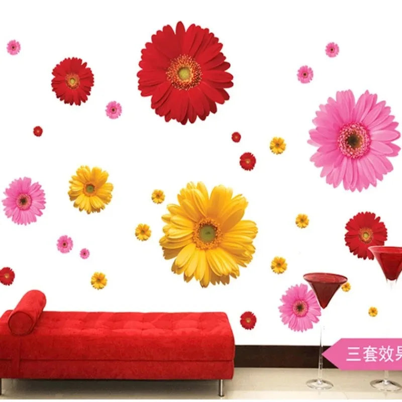 Daisy Flower 3D Vinyl Wall Decals – Living Room & Bedroom Vinyl Wall Decals Babs