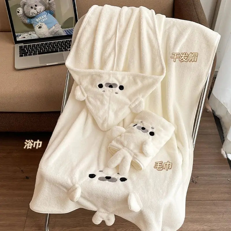 Cartoon Seal Microfiber Hair Towel Wrap – Quick Dry Turban Microfiber Hair Turban Babs