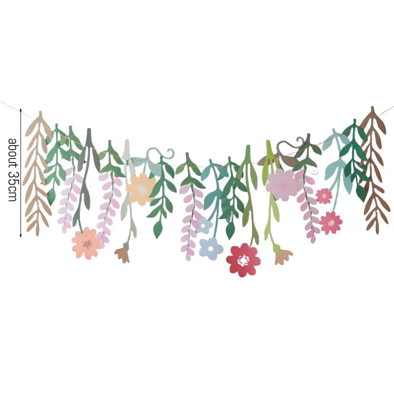Floral Leaf Garland Paper Banner – Birthday Party Decoration Party Garland Banner Babs 1 Pack