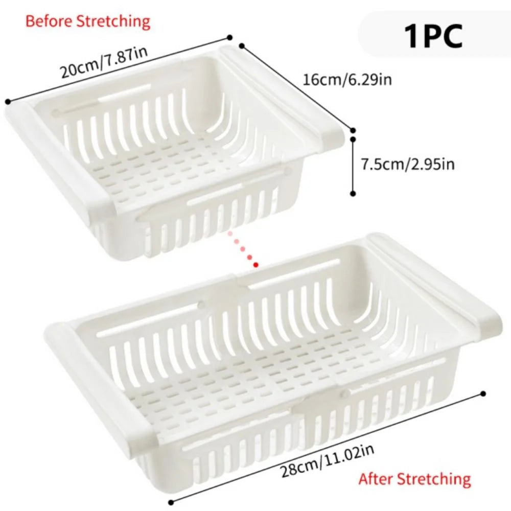 Stretchable Refrigerator Drawer Organizer – Pull-Out Shelf Rack Fridge Drawer Organizer Babs