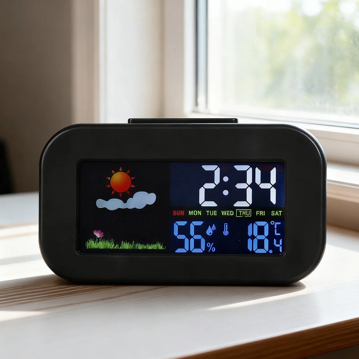 Mini Digital Alarm Clock – Temp, Humidity & LED Backlight Digital Alarm Clock Babs black