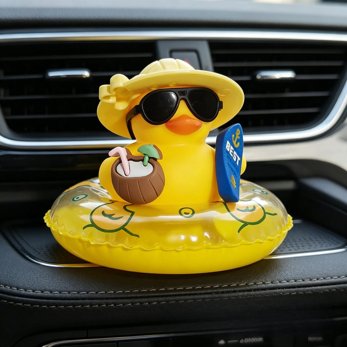 Vacation Rubber Duck Car & Home Decor Ornament w/ Swim Ring Novelty Ornament Babs