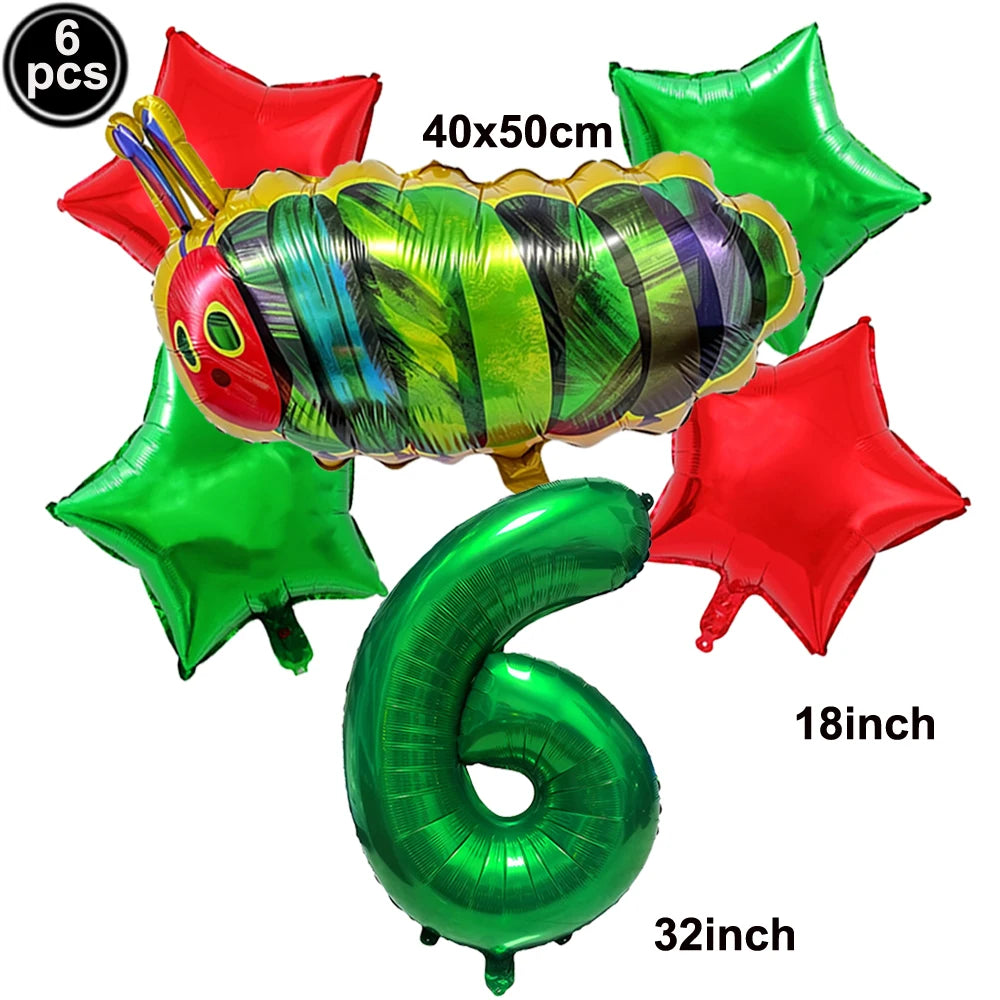 Cartoon Caterpillar Foil Balloon Set – 32" Number Balloons 1–9 Party Foil Balloons Babs Orange As pictures show