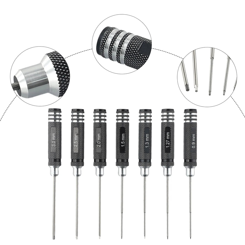 7-Piece HSS Hex Screwdriver Set 0.9–3.0mm for RC Models Hex Screwdriver Set Babs