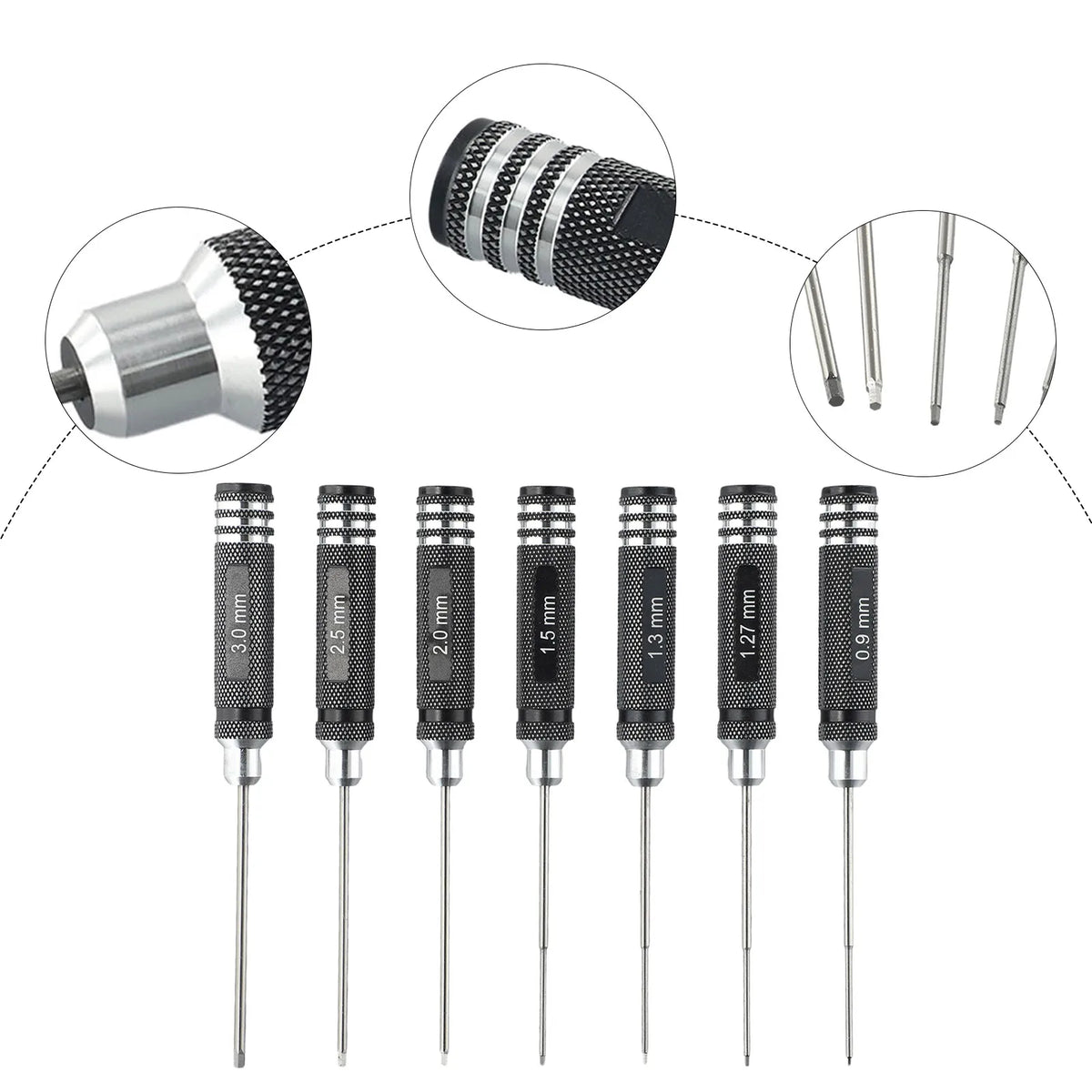 7-Piece HSS Hex Screwdriver Set 0.9–3.0mm for RC Models Hex Screwdriver Set Babs