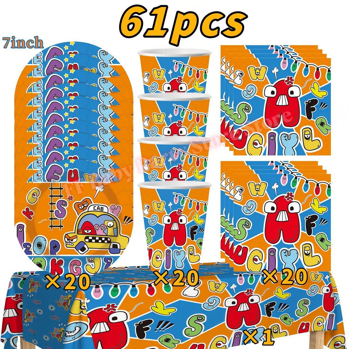 Alphabet Lore Birthday Party Supplies – Balloons & Backdrop Set
