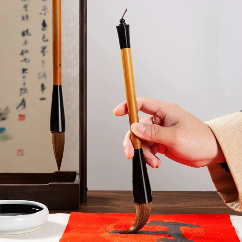 Large Calligraphy Brush – Sheep & Wolf Hair, Wooden Handle Calligraphy Brush Babs