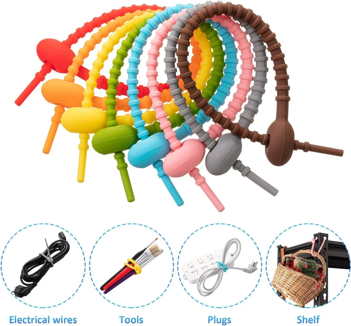Silicone Cable Cord Organizer Ties | Twistable Wire Management Cable Cord Organizer Babs