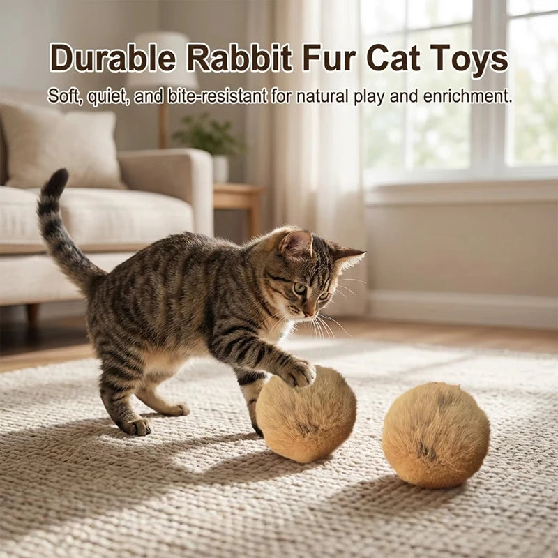 Catnip Faux Fur Ball Interactive Cat Toy – 1, 2 or 3 Pack Interactive Cat Toy Babs
