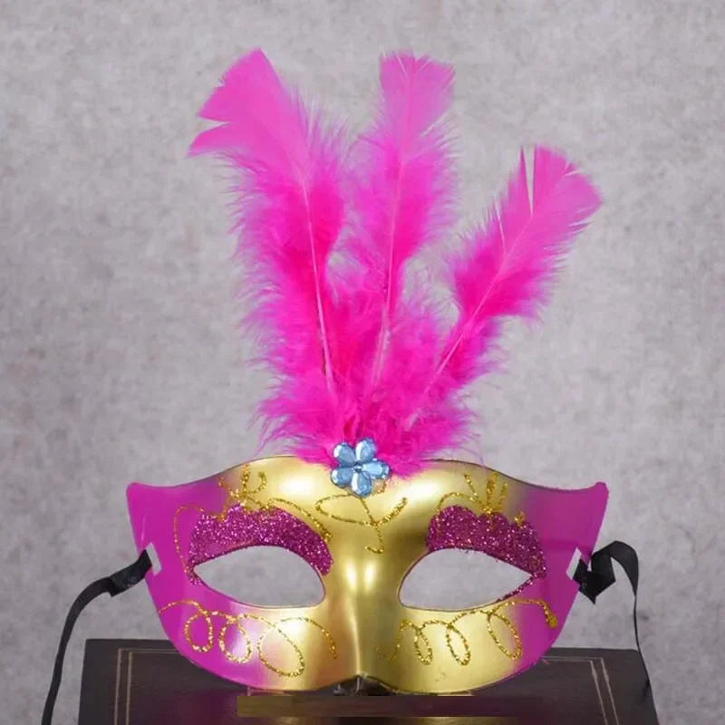 LED Flashing Feather Venice Mask – Masquerade Party Cosplay Feather Ball Mask Babs 1