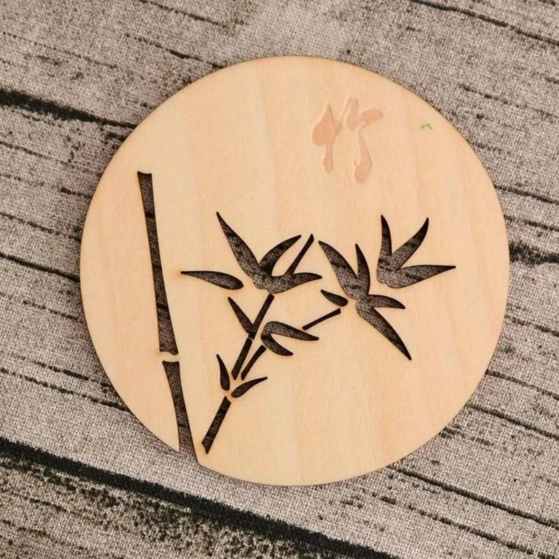 Chinese Floral Wooden Carved Coasters – Orchid, Bamboo, Chrysanthemum Wooden Cup Coasters Babs