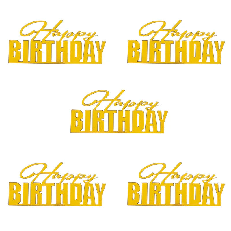 5pcs Gold Acrylic Happy Birthday Cake Toppers | Party Decor Cake Toppers Babs 5Pcs Gold