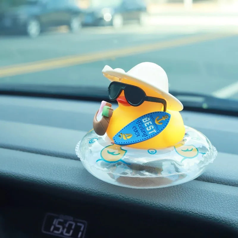 Summer Rubber Duck Car Dashboard Ornament w/ Sunglasses Car Dashboard Ornament Babs