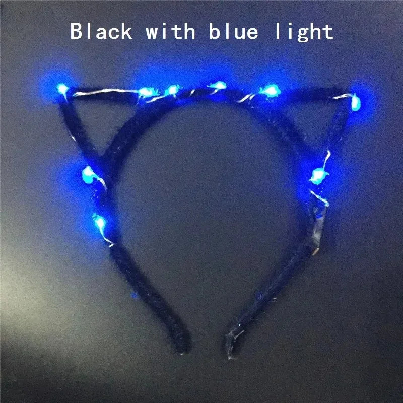 LED Cat Ear Headband – Flashing Glow Party Headwear LED Party Headband Babs