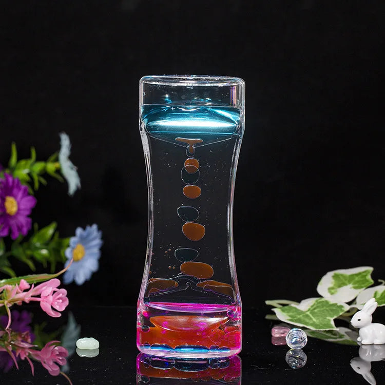 Liquid Oil Drop Hourglass Timer – Calming Desktop Decor Ornament Decorative Hourglass Babs Pink blue