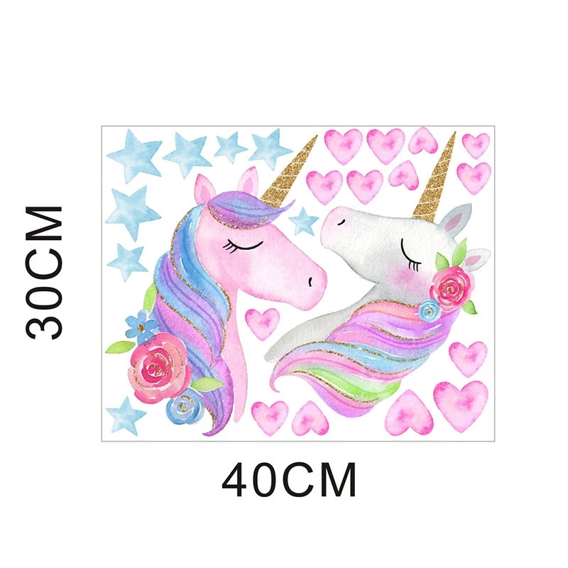 Unicorn Glow in the Dark Wall Stickers – Kids Room Decals Glow Wall Decals Babs Unicorn