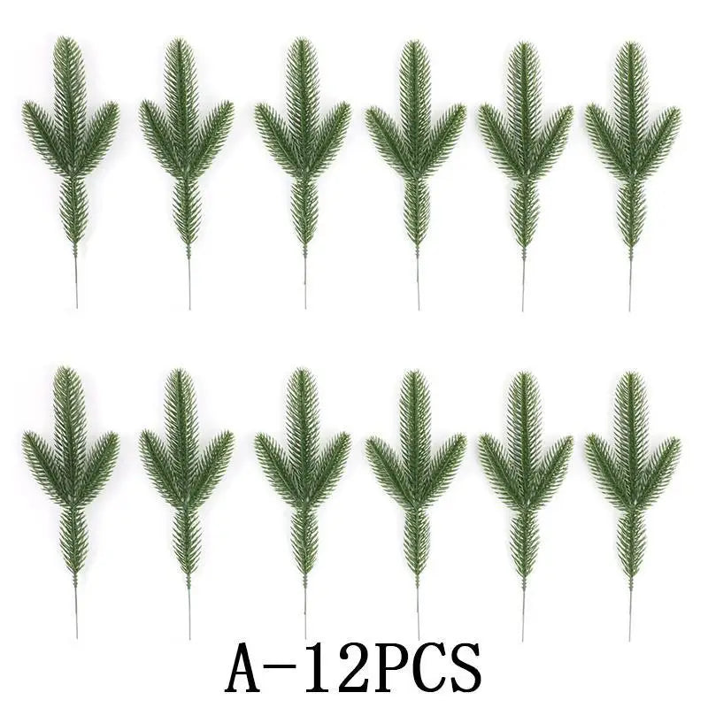 12pcs Artificial Pine Needle Branches – Christmas Tree Decor Christmas Decor Props Babs A 12PC