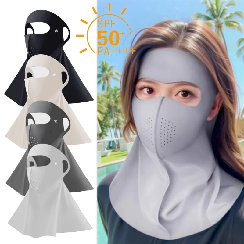 UPF50+ Ice Silk Sun Protection Mask & Neck Scarf – Anti-UV Sun Protection Mask Babs