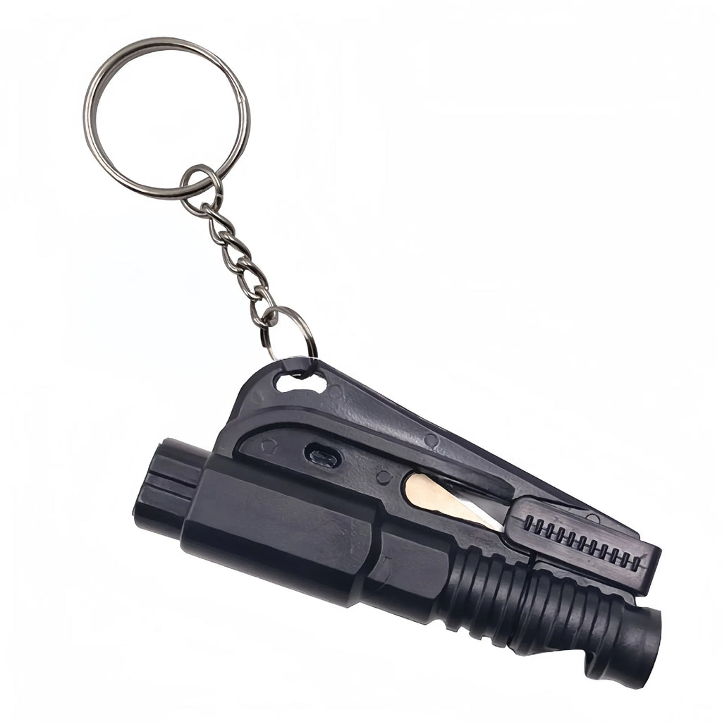 Mini Car Emergency Glass Breaker Safety Hammer Keychain Emergency Safety Tool Babs black - With whistle