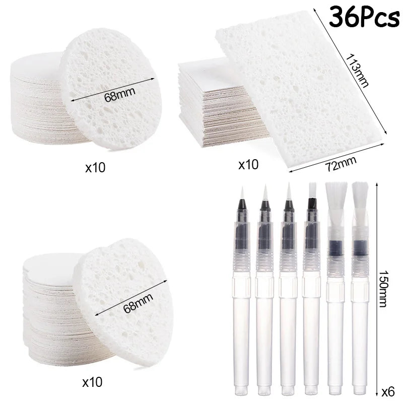 3D Magic Foam Texture Painting Paper Set with Water Brush Kids Art Craft Set Babs 36pcs set