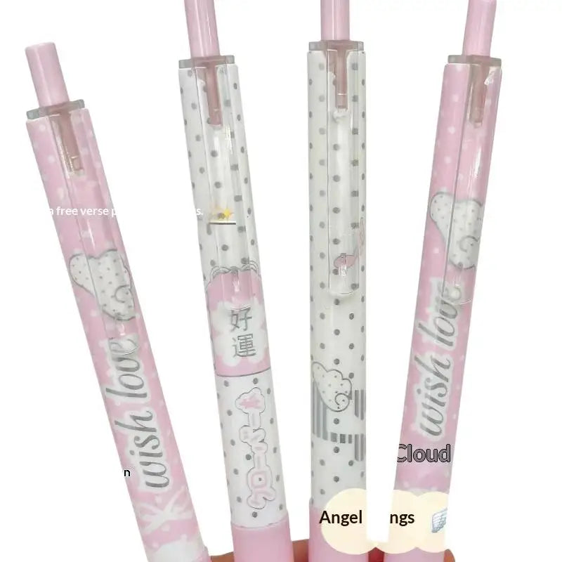 Angel Wings Kawaii Gel Pens 4-Pack | Quick-Dry Retractable Black Ink Kawaii Gel Pens Babs