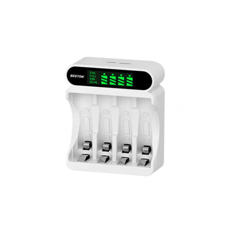 4-Slot AA/AAA Smart NiMH Battery Charger with LCD Display Battery Charger Babs WHITE
