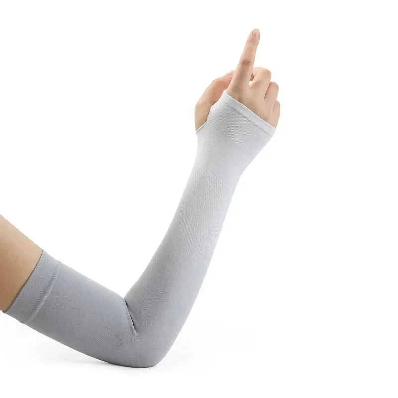 UV Cooling Arm Sleeves with Thumb Hole – Sun Protection Outdoors UV Arm Sleeves Babs Grey 1Pair