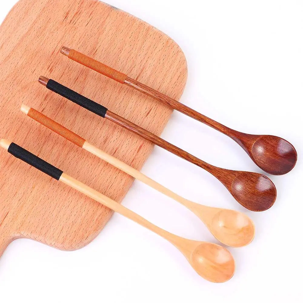 Wooden Long Handle Spoon – Soup, Coffee & Cooking Utensil Wooden Kitchen Spoon Babs
