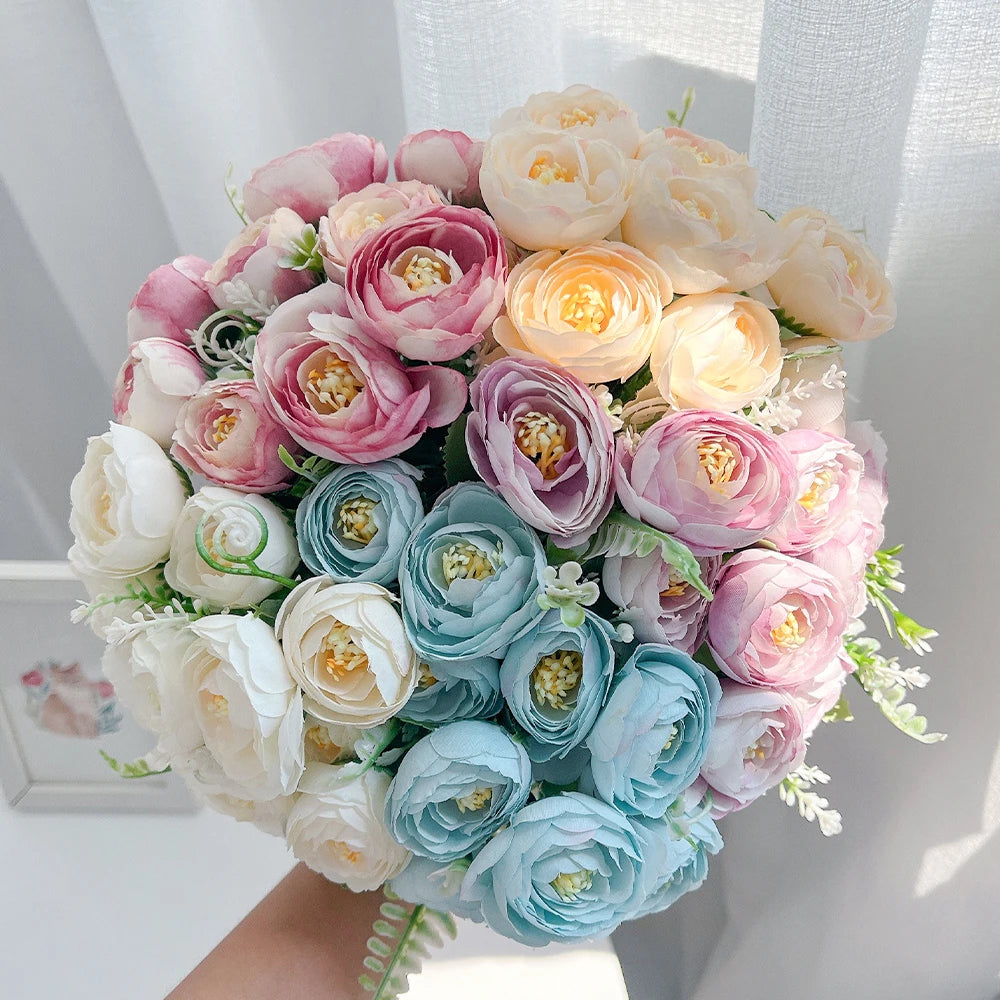 10-Head Silk Rose Bouquet 30cm | Artificial Flowers for Wedding & Home Artificial Flower Bouquet Babs