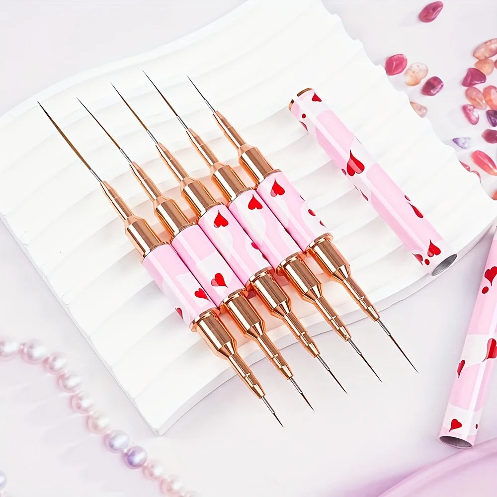 5PCS Double-Ended Nail Art Brush Set – Gel & Line Design Pens Nail Art Brush Set Babs