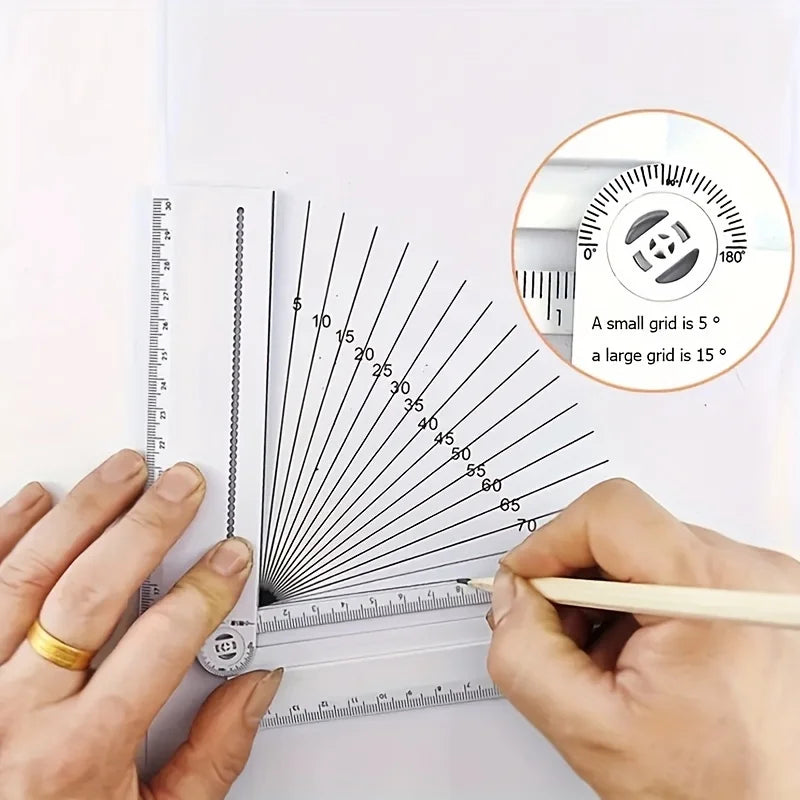Folding Geometric Ruler – Angles, Circles & Math Drawing Tool Geometric Drafting Ruler Babs