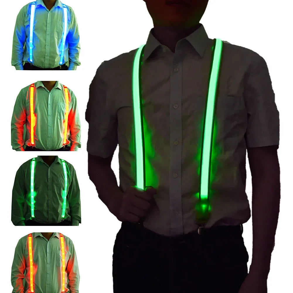 LED Light-Up Suspenders & Bow Tie Glow Party Set LED Party Accessories Babs