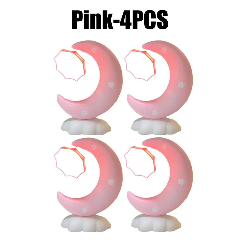 Star Moon LED Night Light USB Rechargeable Kids Nursery Lamp LED Night Light Babs Pink-4PCS