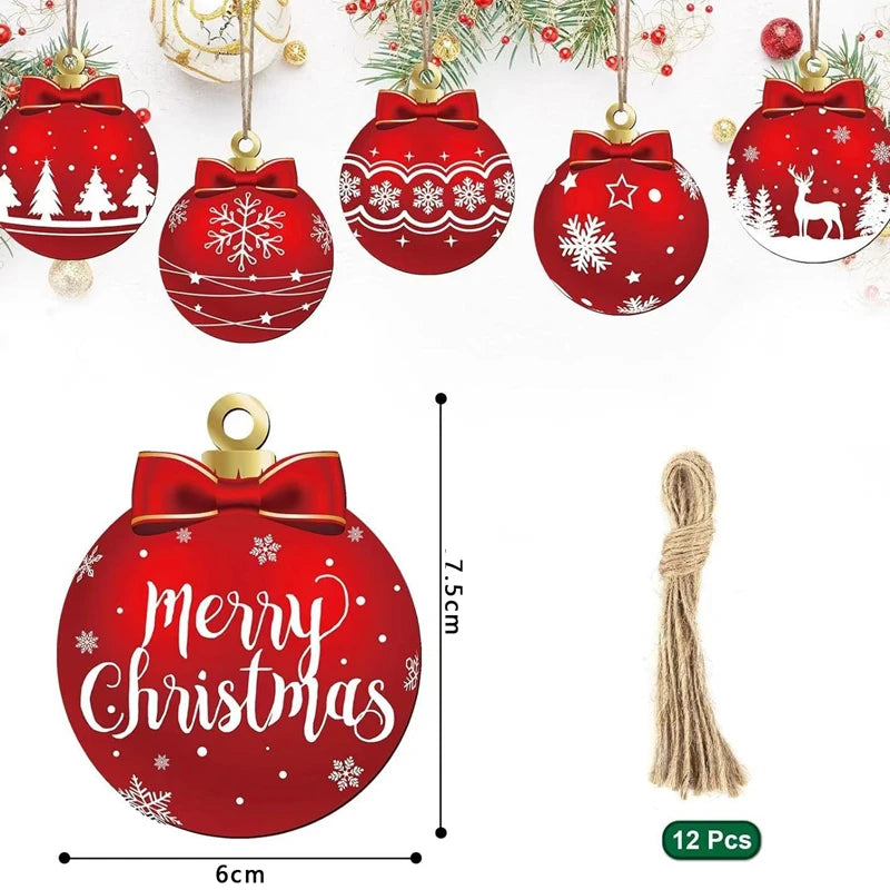 12 Wooden Christmas Ball Ornaments – DIY Xmas Tree Decor 2025 Christmas Ornaments Babs