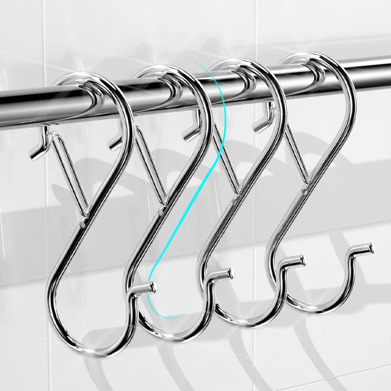 Heavy Duty Metal S Hooks with Safety Buckle – 5 or 10 Pack S Hooks Organizer Babs