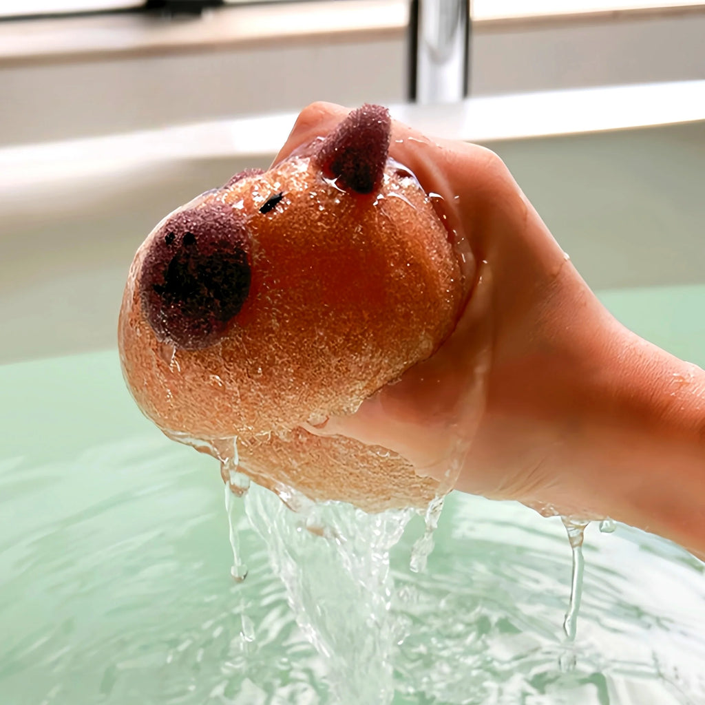 Cute Capybara Bath Sponge – Soft Face & Body Wash Ball Bath Sponge Babs