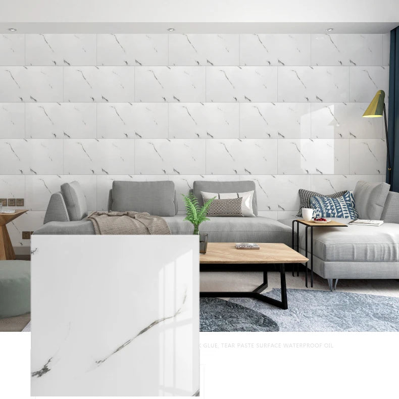 10-Pack Marble PVC Self-Adhesive Tile Wall Stickers 30×30cm Wall Tile Stickers Babs yashi bai 10pcs-30x30cm