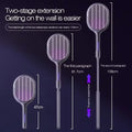 Telescopic Electric Mosquito Swatter & UV Trap Lamp Rechargeable Electric Bug Zapper Babs grey