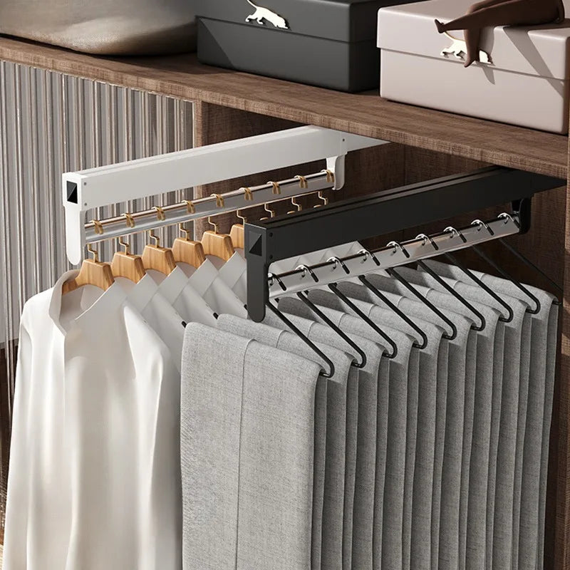 Sliding Rail Coat Rack – Retractable Metal Wardrobe Hanger Sliding Coat Rack Babs