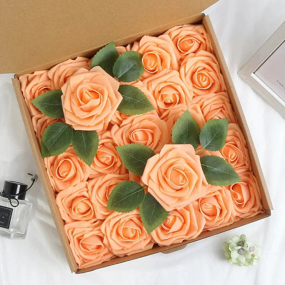Ivory Artificial Foam Rose Heads for Wedding & Home Décor Artificial Flower Heads Babs orange 10pcs