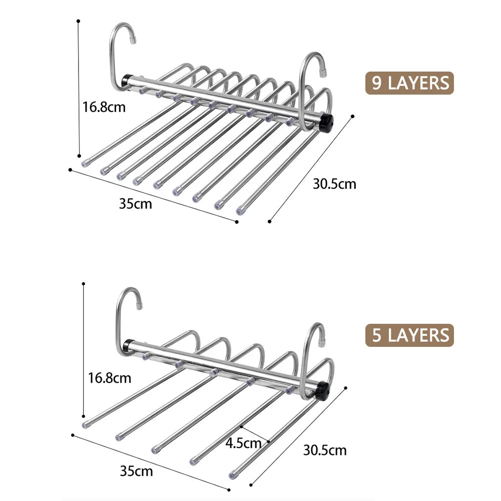 Stainless Steel Pants Hanger 5/9 Tier – Space-Saving Closet Organizer Pants Hanger Organizer Babs