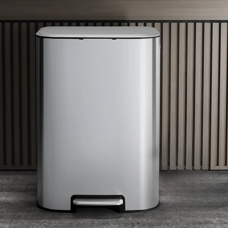 Stainless Steel Pedal Trash Can – 8L Rectangular Dustbin Pedal Trash Can Babs