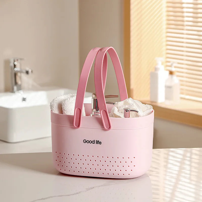 Portable Shower Caddy Basket with Handles – Plastic Storage Tote Shower Caddy Basket Babs Pink