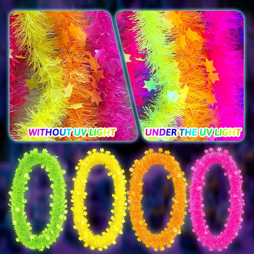Flower Garland Glow Necklaces UV Blacklight Party Set 16pc Glow Party Necklace Babs