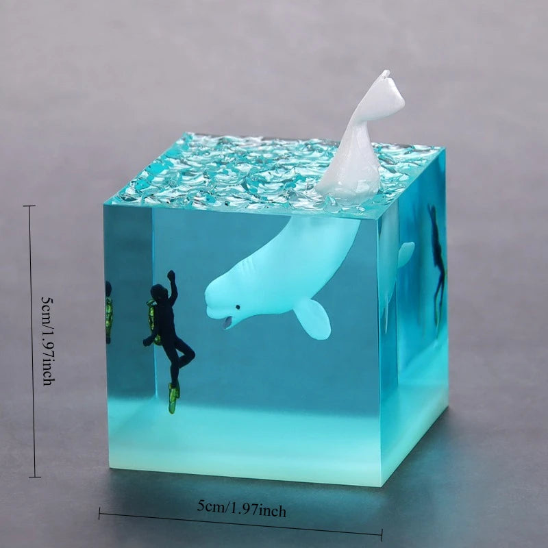 Ocean Whale Resin Ornament | Micro Landscape Desktop Décor Resin Decor Ornament Babs White whale