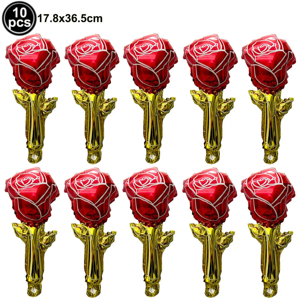 10pcs Mini Rose Flower Balloons – Wedding & Party Décor Foil Party Balloons Babs Deep Sapphire As pictures show