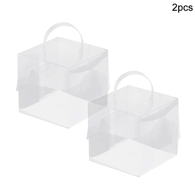 Transparent Cake Box with Handle – Cupcake Gift Packaging 5/2Pcs Cake Packaging Box Babs 2Pcs 15x15x15cm