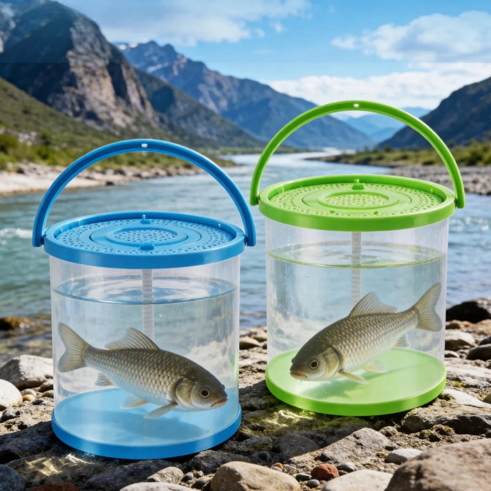 Foldable Portable Fish Tank with Lid – 10–15L Fishing Bucket Foldable Fishing Bucket Babs